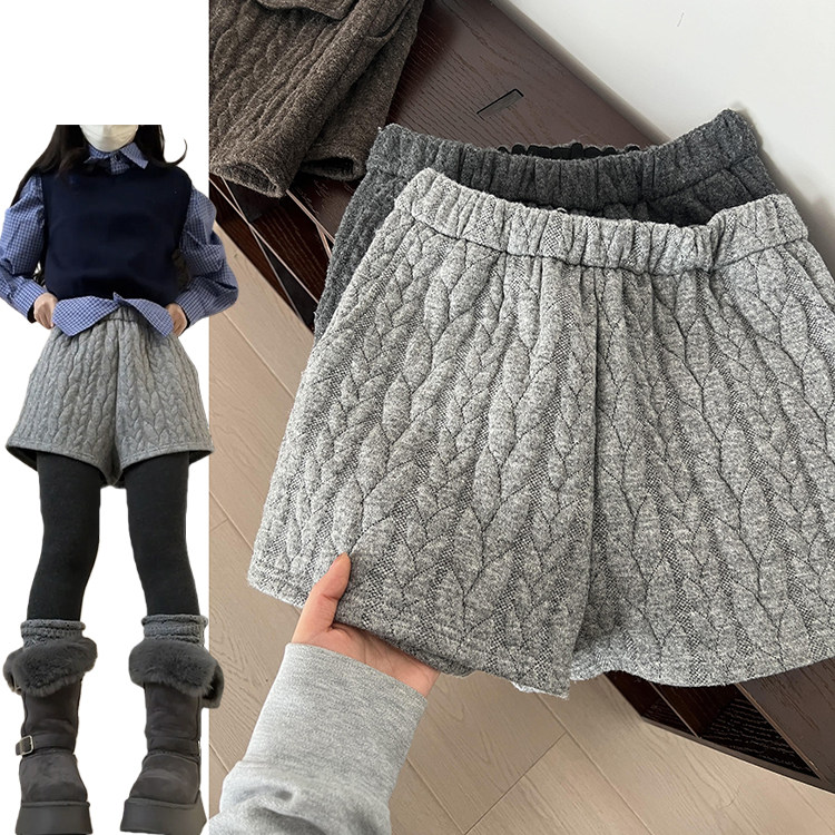 灰色麻花纹理针织阔腿裤女春秋季2026新款遮胯显瘦高腰宽松包臀裤