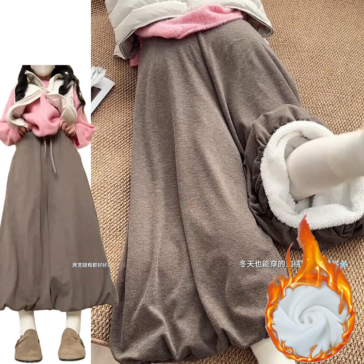 咖色加绒加厚针织糯米裙裤女秋冬季2025新款遮肉显瘦宽松高腰裙裤,女装/女士精品,裙裤,淘宝优惠券,粉丝福利购,淘宝优惠卷