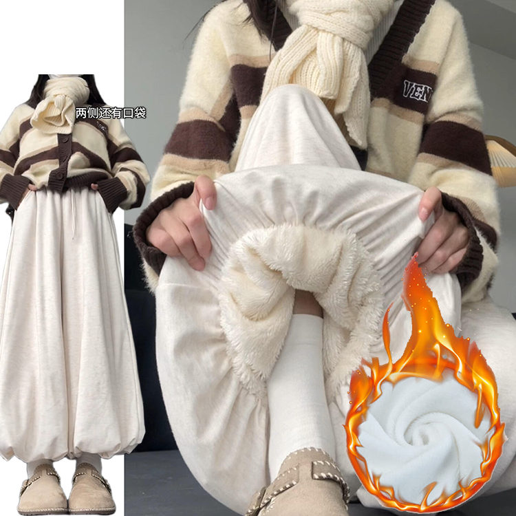 韩系温柔风针织糯米裙裤女秋冬2025新款软糯垂感加绒加厚花苞裙裤