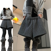 显瘦高腰针织软糯A字短裤 复古慵懒风灰色纹理感麻花裤 女2026新款