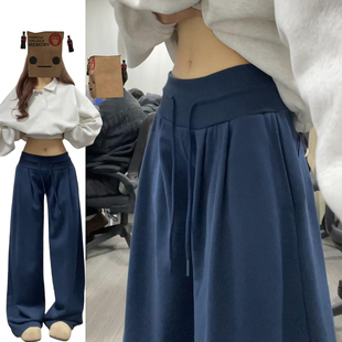 复古慵懒感休闲运动裤女春秋2026新款美式松弛感宽松抽绳运动卫裤