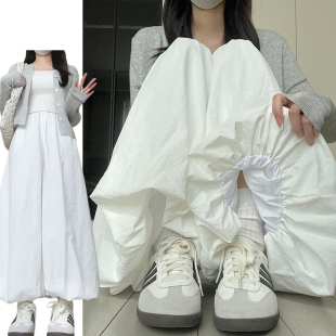 休闲显瘦韩系花苞裙裤 2026新款 女春秋季 奶油白甜美风褶皱半身裙裤