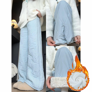 加绒加厚保暖束脚棉裤女秋冬季2025新款温柔感百搭防风防寒羽绒裤