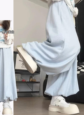 韩系甜美风休闲针织糯米裙裤女秋冬2025新款小个子高腰蓬蓬花苞裙