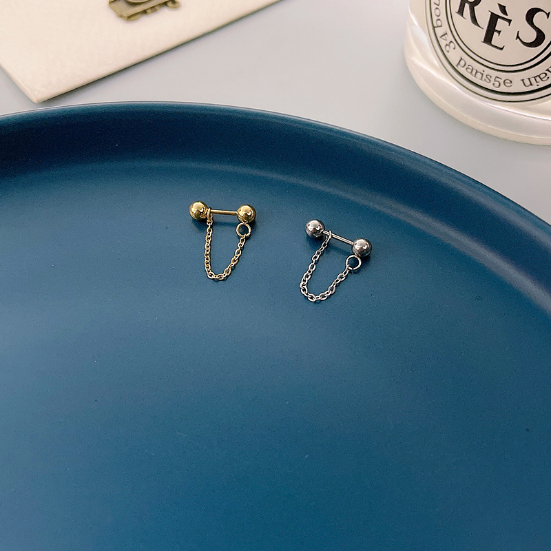 钛钢耳骨链螺丝扣细针链条免摘耳环个性时尚软骨链简约百搭耳饰