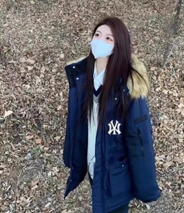 NY冬季加厚刺绣字母毛领工装连帽棉服女情侣宽松百搭棉衣男棉袄