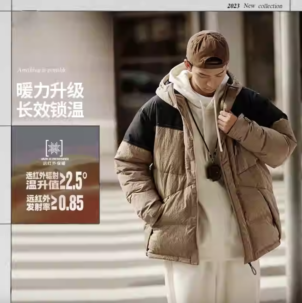 特价清仓 李宁AYMT065-4男子新款撞色连帽宽松短款运动羽绒服