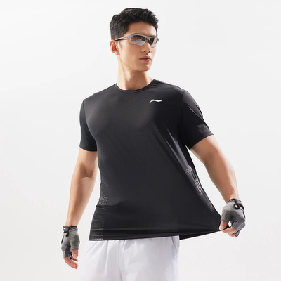 李宁ATSV333-1-3男子健身系列夏季新款冰感舒适防晒短袖T恤