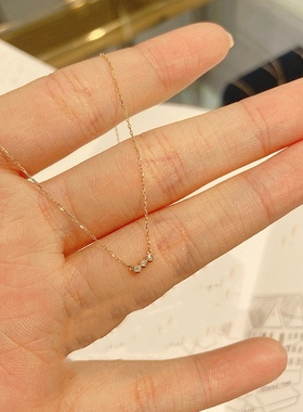 Ordi小巧三颗钻联排迷你项链夜空星光小吊坠锁骨链s925银