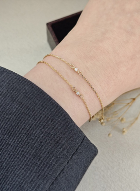 Ordi莫桑钻结扣手链日系甜美风春季新款轻奢S925银镀金首饰