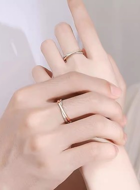 DR双生结情侣戒指女开口