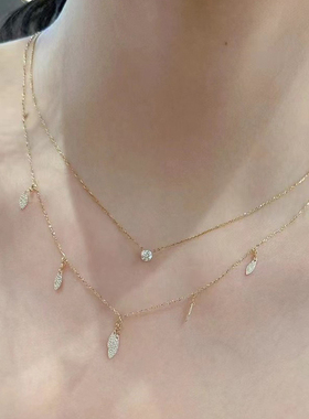 Ordi 新款日系轻奢银片树叶飞舞摇曳小金片树叶流苏手链项链