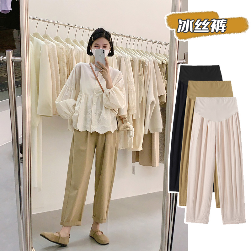 孕妇夏季棉麻托腹裤薄款