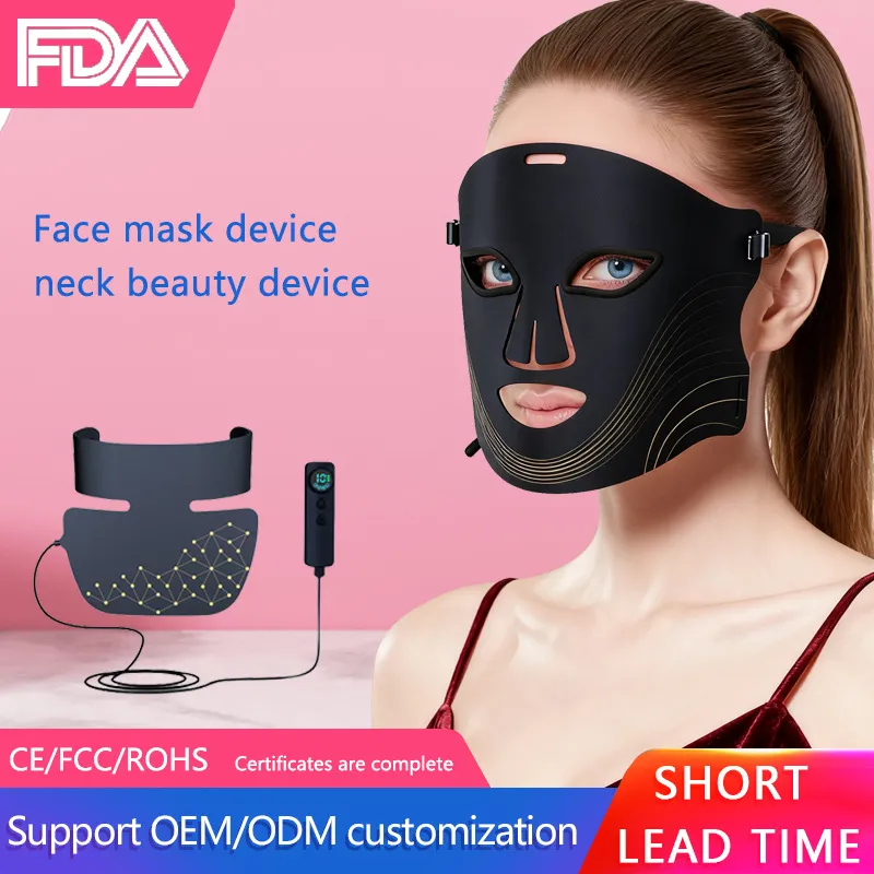 跨境fda红光美容仪颈部美颈仪LED美容面罩组合套装led face mask图片