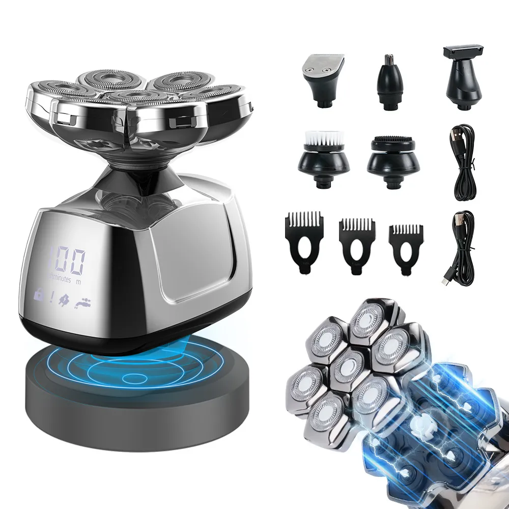 跨境爆款男士刮胡刀多功能充电七刀头全身水洗电动剃须刀