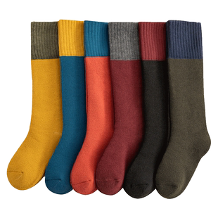 儿童长筒袜子秋冬加绒加厚男童女童保暖毛圈小腿袜宝宝高筒堆堆袜