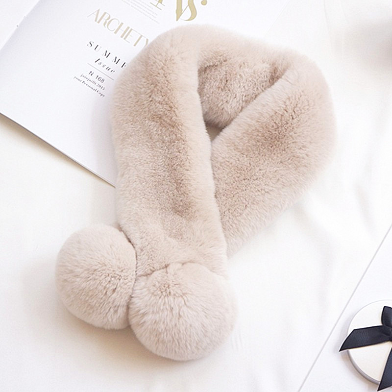 韩版整皮獭兔毛皮草围巾女冬季时尚双面加厚围脖气质百搭保暖真毛