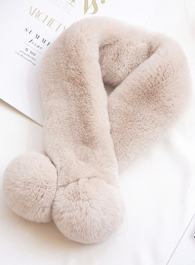 韩版整皮獭兔毛皮草围巾女冬季时尚双面加厚围脖气质百搭保暖真毛