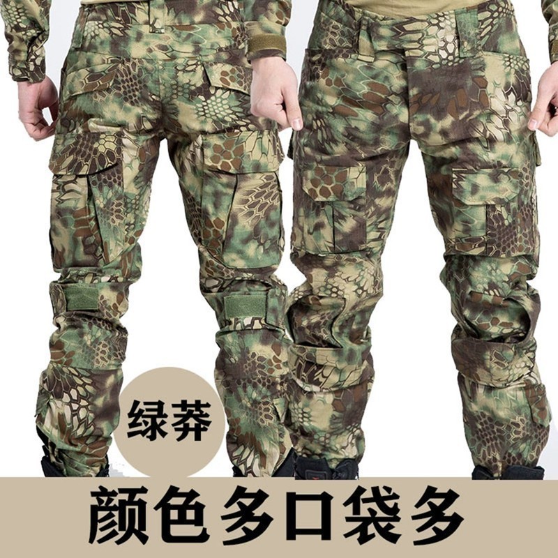 户外特种兵绿蟒纹迷彩裤军迷风个性修身蛙裤休闲运动裤多兜工装裤