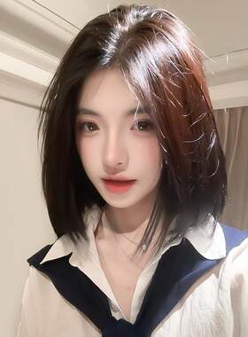 假发女中分短发秋季新款一刀切新款波波头全头套自然整顶仿真假发