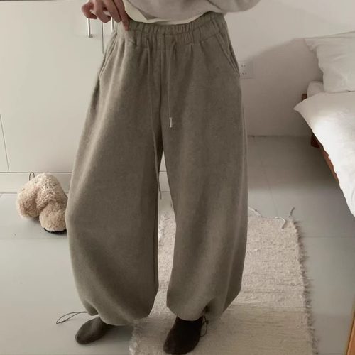 montague复活款升级！软糯毛巾绒松紧腰抽绳卫裤韩国冬季加厚长裤