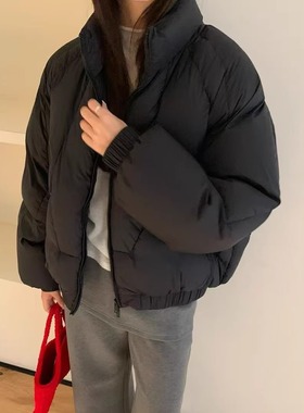 95白鸭绒！STATEMENT95解构感拉链蓬松韩国棒球夹克羽绒服面包服