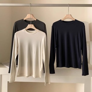 长袖 OUPPT 冬季 韩国圆领德绒打底衫 弹力T恤 WOOD莱赛尔进口细羊毛