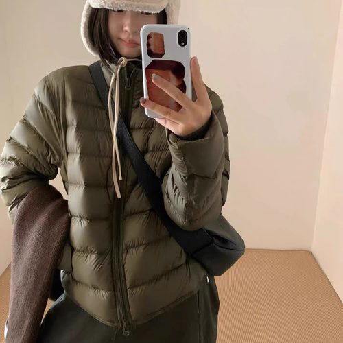 oker章壳儿正品现货~立领排骨羽绒服韩国冬季INS简约90白鸭绒外套