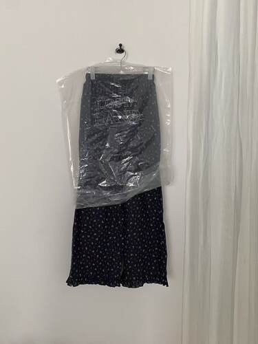 LOST正品氛围感碎花裤韩系甜美松紧腰裤脚花边拼接休闲裤长裤8022