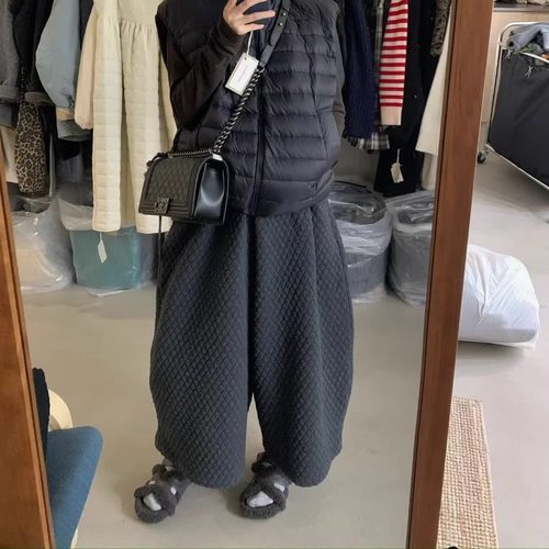 MONTAGUE人手一条小棉裤！松紧腰菱格压线夹棉萝卜裤韩国冬季裤子