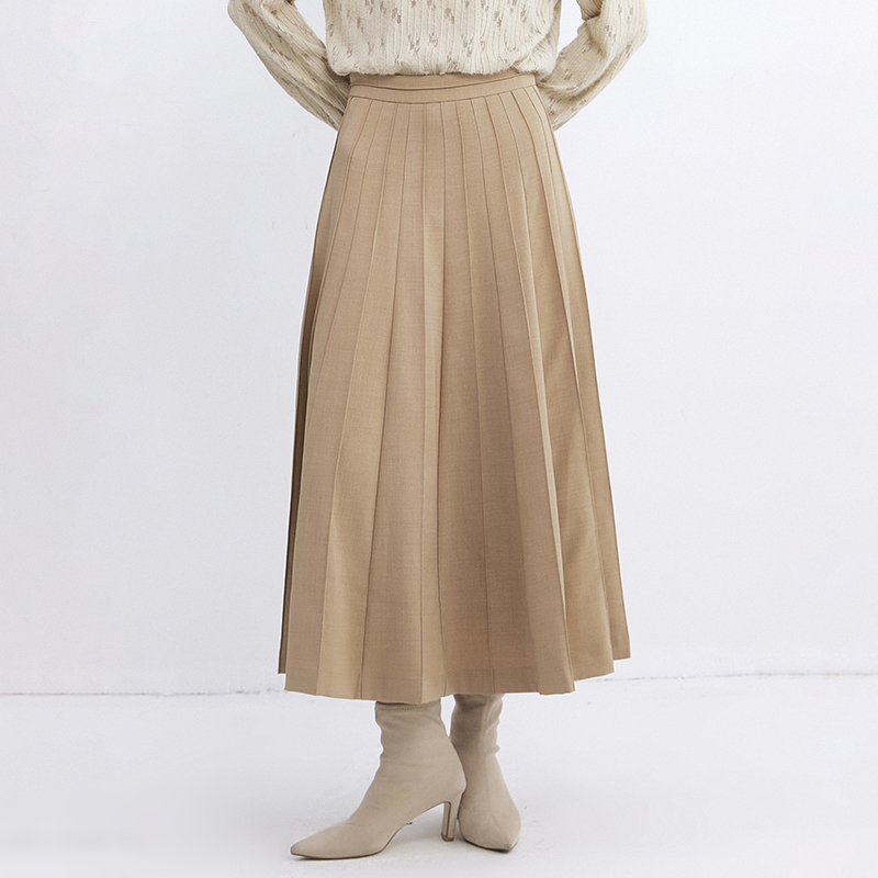 百褶长裙简约风半身裙