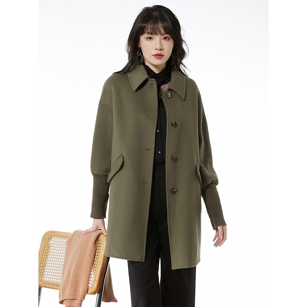 双面尼毛呢外套大衣女