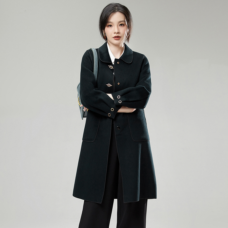含绵羊毛长袖双面尼大衣女