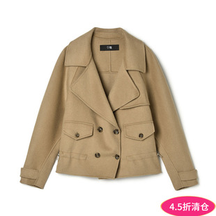 韩版 新款 潮流含羊毛双面尼毛呢外套大衣女 LR冬装 Outlets撤柜正品