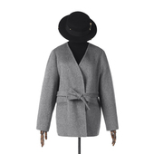 2025年冬Outlets正品 高端HZ系列含澳毛开衫 双面尼毛呢外套大衣女