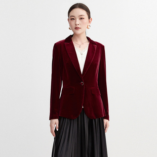 一粒扣上衣绒感西装 新款 外套女 深圳南油NY秋装 奥莱专柜撤柜正品