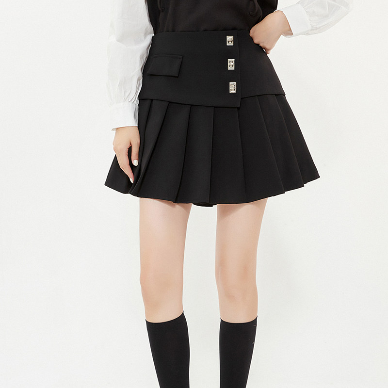 2025年秋装Outlets专柜 高端EV系列时尚潮流百褶中裙防走光半身裙