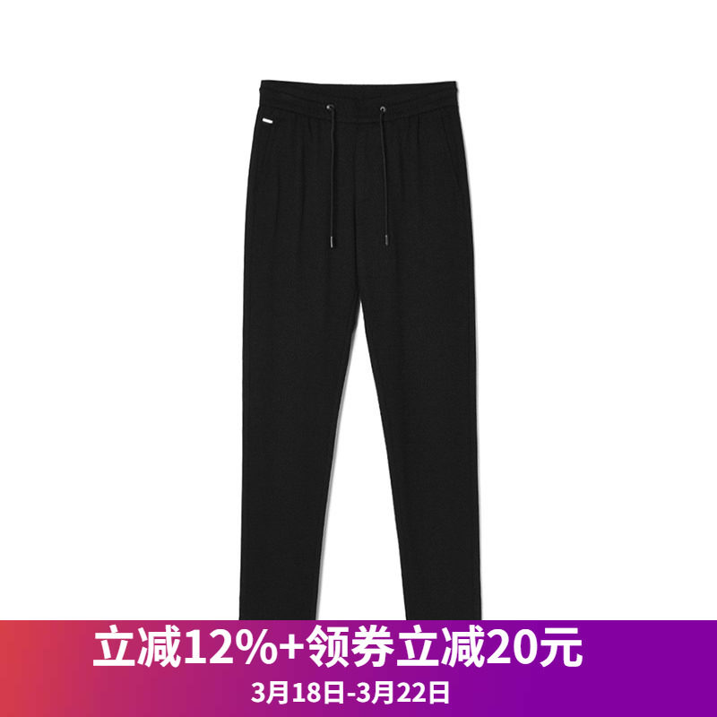 Outlets专柜高端男装ASN春装新款时尚潮流小脚裤松紧腰长裤休闲裤