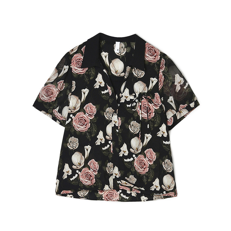 奥莱专柜撤柜正品 精品汉货HH夏装新款 温柔花卉图案上衣雪纺衫女