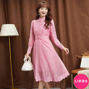 镂空提花修身 新款 中长裙连衣裙 深圳南油NY秋装 奥莱专柜撤柜正品