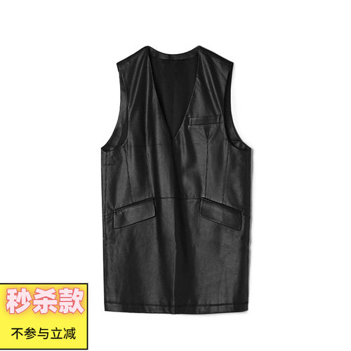 宽松皮质无袖连衣裙女