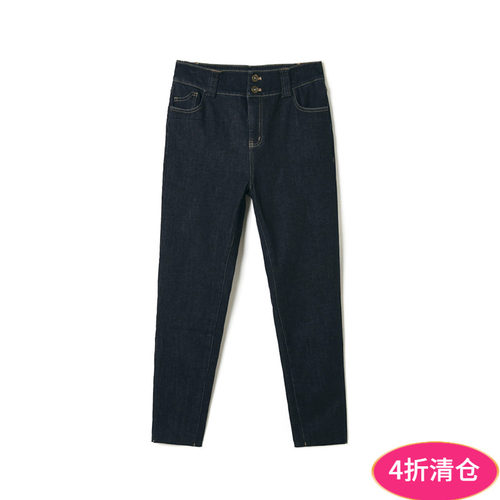 松紧腰加绒小脚裤牛仔长裤