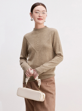 Outlets专柜撤柜正品 HZ冬装2025新款套头长袖内搭羊毛纯色毛衣女