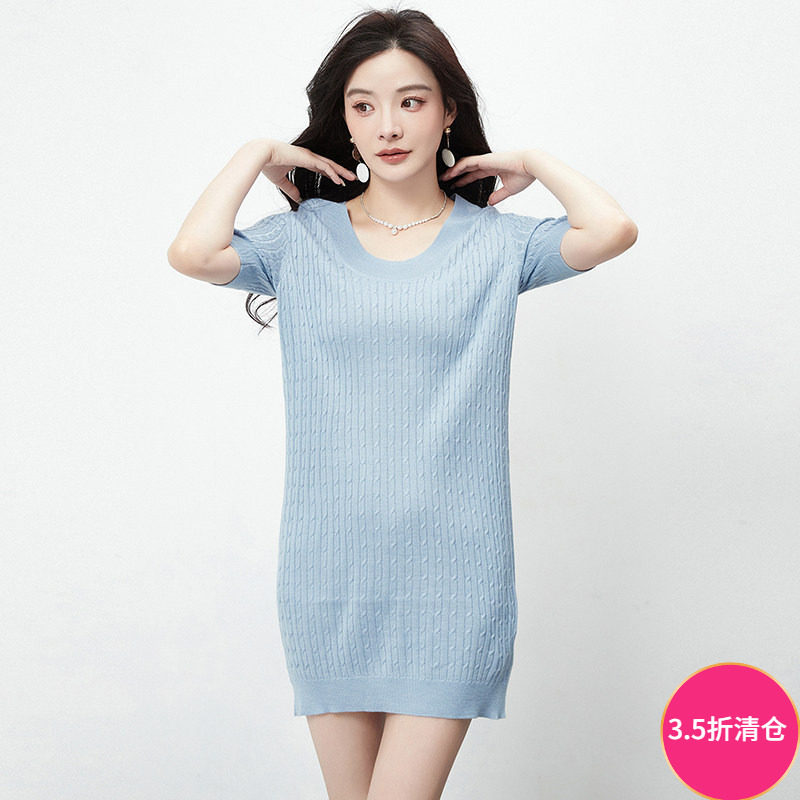 奥莱专柜品牌撤柜正品 FT秋装2025新款 套头五分袖短裙舒适连衣裙