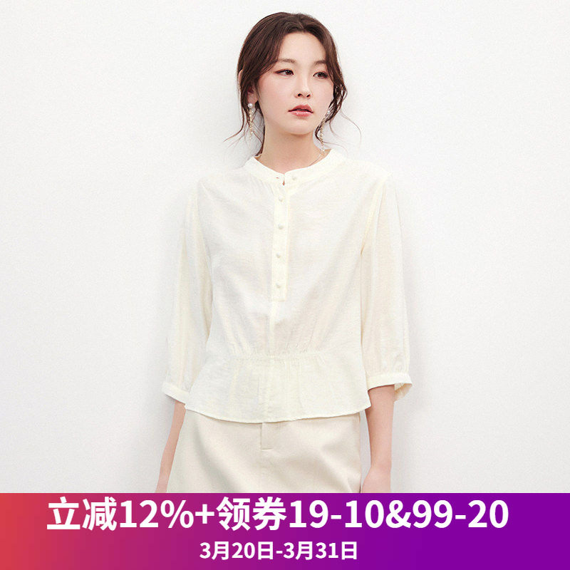 2026年春Outlets专柜正品 高端KA系列温柔淑女范可开扣纯色衬衫女