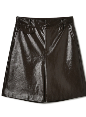 奥莱专柜品牌撤柜正品 ZQ春装2026新款 高腰PU皮质五分裤休闲裤女