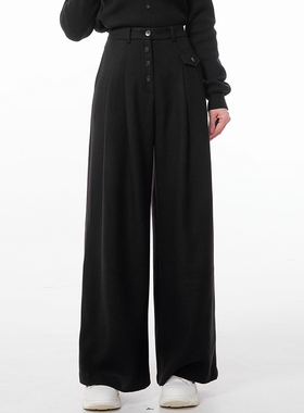 Outlets专柜撤柜正品 KZ秋装新款高腰垂感长裤一粒扣裤子休闲裤女