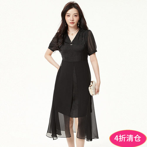 时尚通勤中长连衣裙女