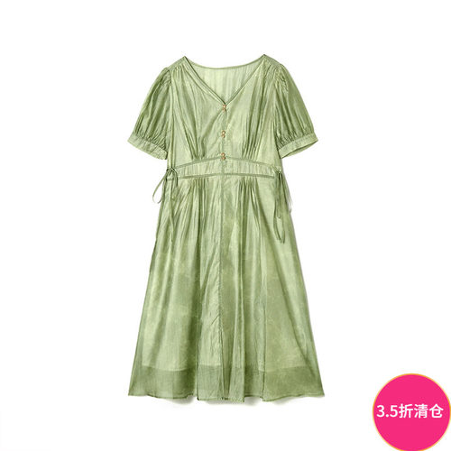 时尚光泽感中裙连衣裙