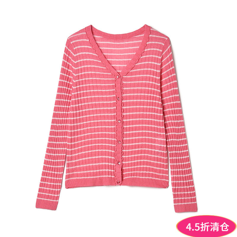 Outlets专柜撤柜正品 MO秋装新款活力减龄单排扣上衣长袖针织衫女